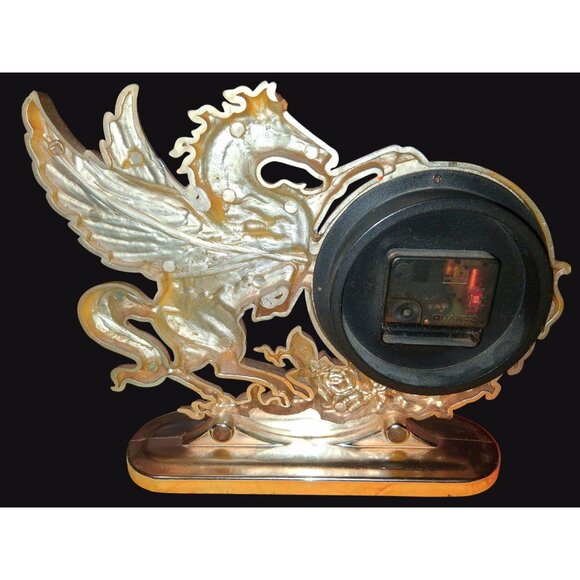 Vintage Pegasus Unicorn Mcm Horse Quartz Table Clock - Picture 5 of 11